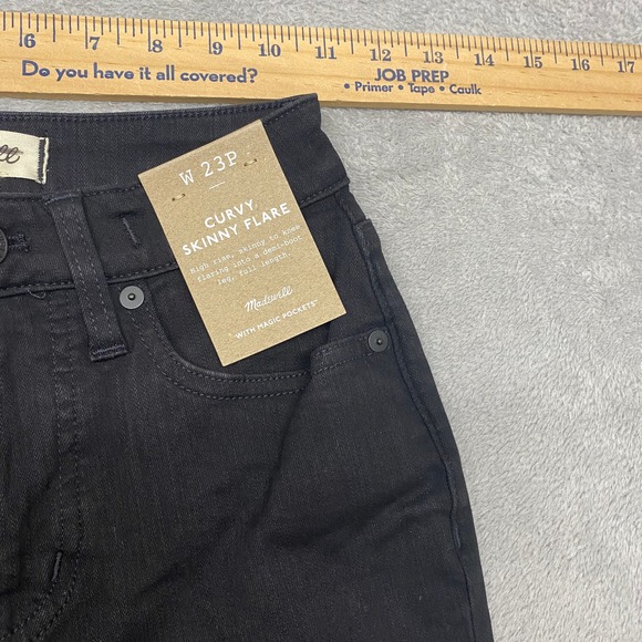 Madewell Jeans Womens 23 Petite Black Curvy Skinny Flare Denim High Rise NM920 - Picture 7 of 13